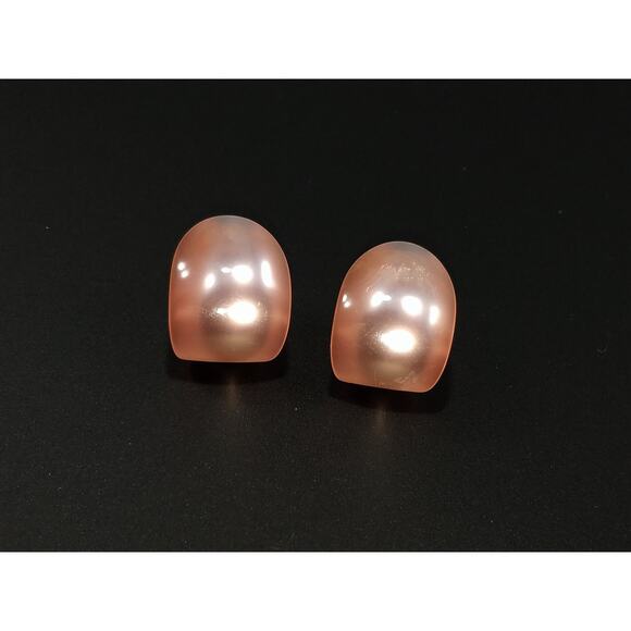 Vintage Pink Moonglow Earrings, Sterling Screw Backs, 1950s, 1 Inch - Picture 9 of 10